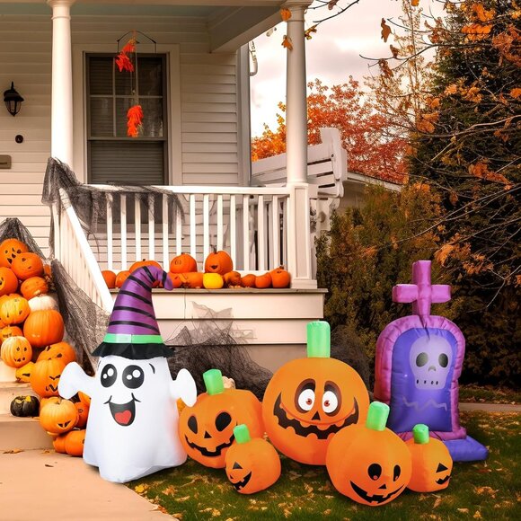 🆕4FT Christmas Inflatable Pumpkin Tombstone Window Wall Roof Outdoor Decoration - Picture 9 of 12